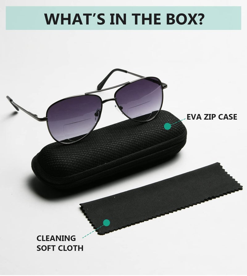 Eyekepper Pilot Style Bi-Focal Readers Polycarbonate Lens Spring Temple Bifocal Reading Glasses +2.0 - Image 5